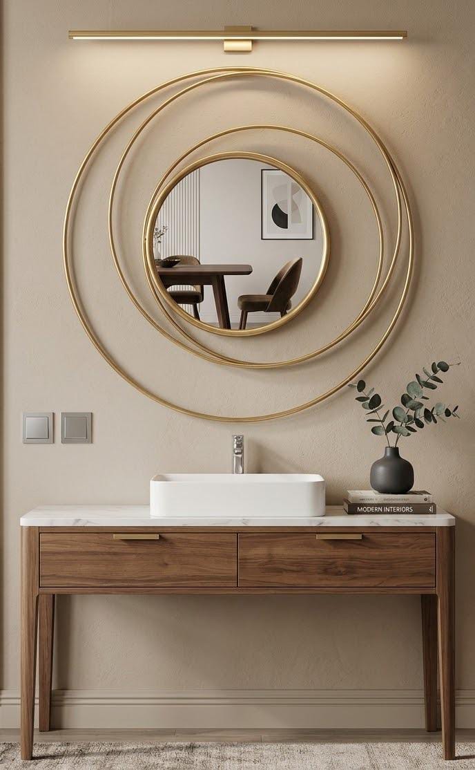 Espejo de Pared Círculos Dorados